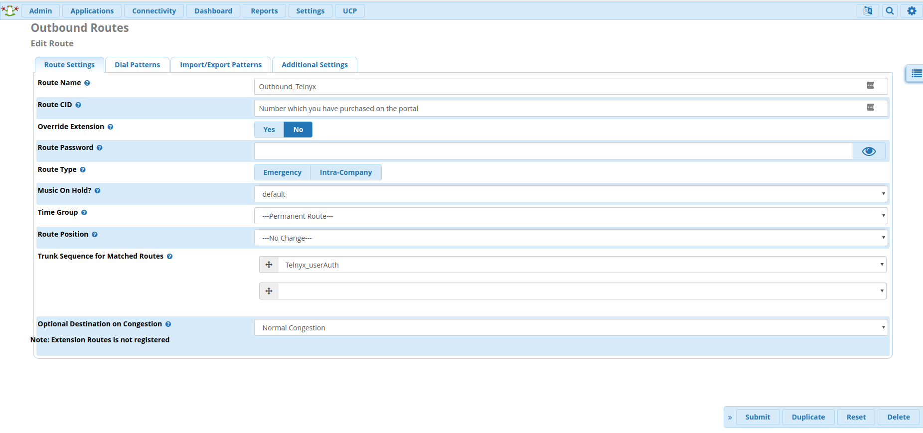 Outbound routes configuration tab 1.