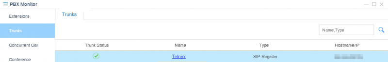 PBX Monitor page.