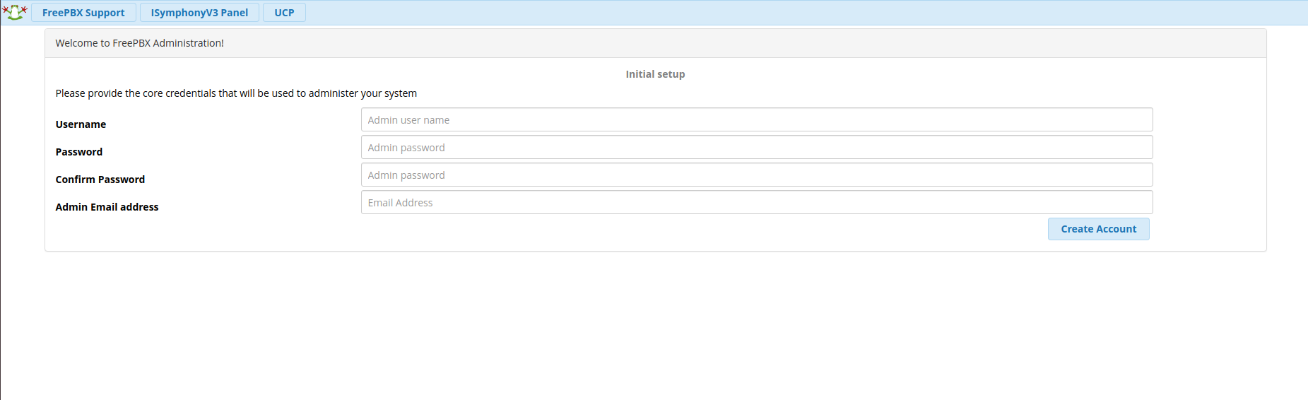 Account creation portal.