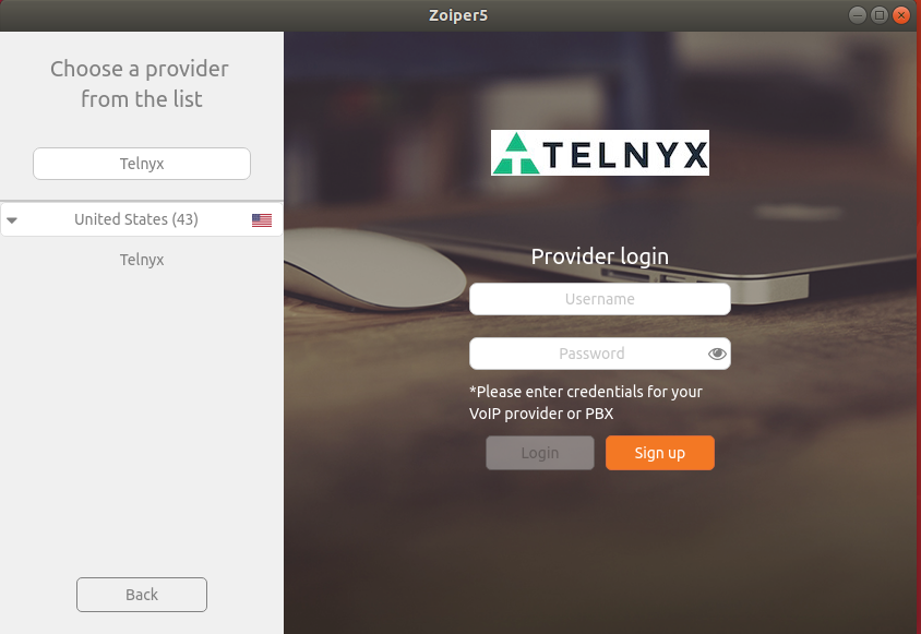 Account creation interface to filter Telnyx out. 