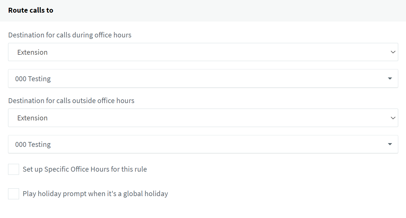 Routing calls view