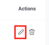 Actions section on the mission control portal.