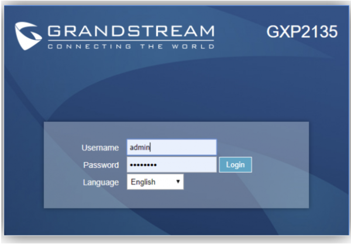 Grandstream portal entry.