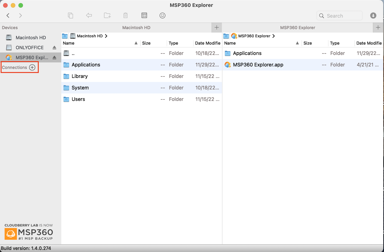 MSP360 Cloudberry Explorer application page.