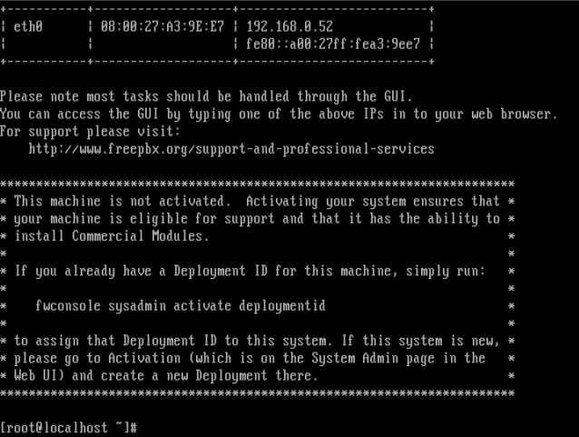 A picture showing URL provision for FreePBX access.