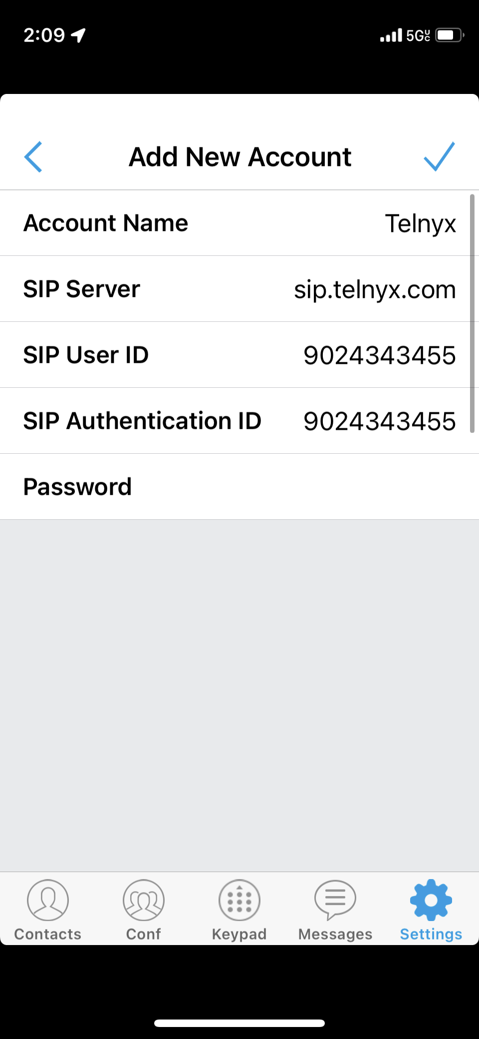 Generic Account section for adding new account. 
