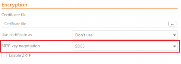 Encryption settings page. 