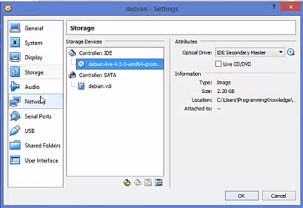 Settings gear on the newly launched Virtual Machine. 