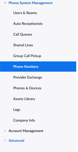 Phone Numbers in Zoom Phone System Management