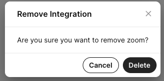 Confirmation dialog for removing the Zoom integration