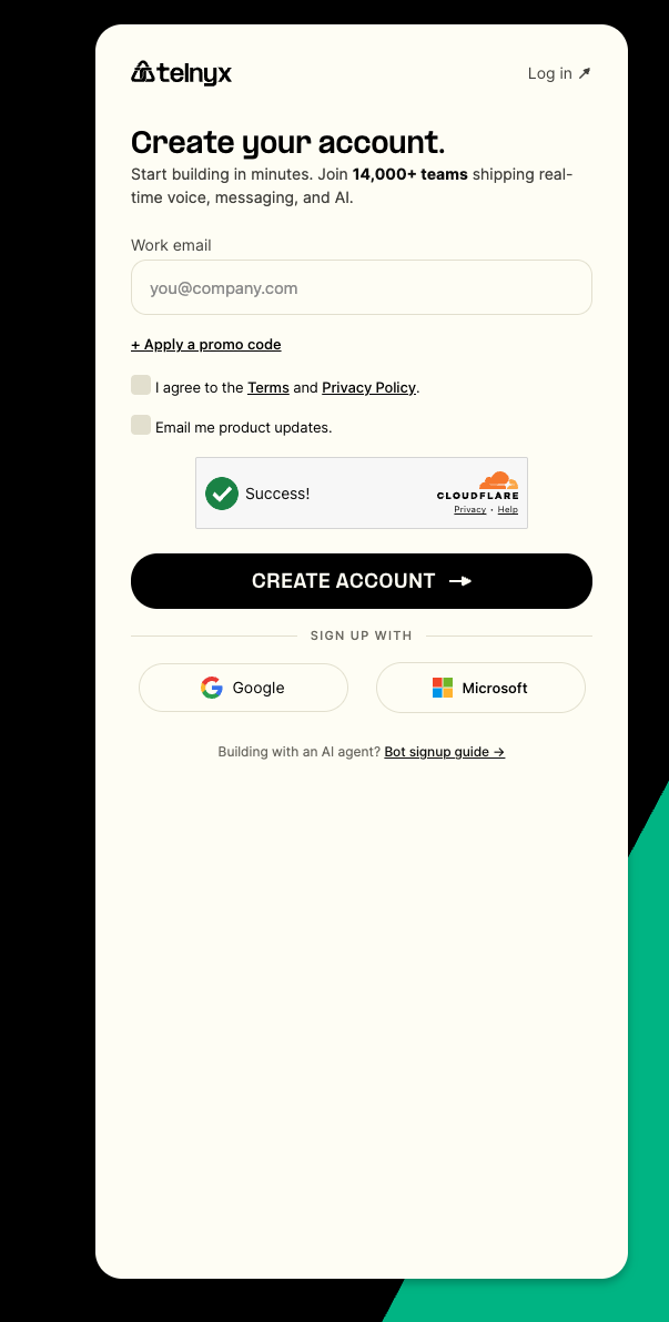 Create a Telnyx account